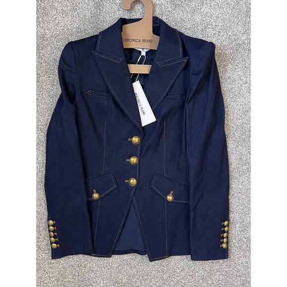 Veronica Beard Anoki Denim Dickey Jacket Size 4 Dark Oxford Wash Business Casual - Picture 2 of 9